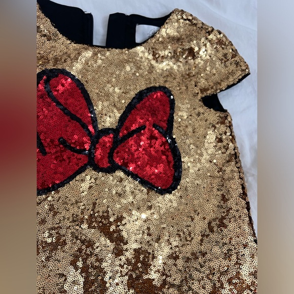 EUC Disney Minnie Mouse Bow fully sequin gold red dress - Picture 4 of 11